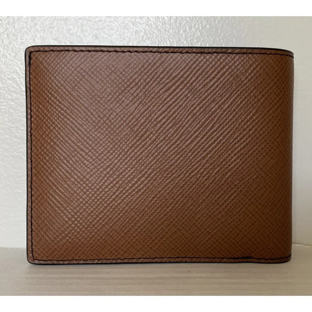 New Michael Kors Harrison Men's Billfold wallet with Passcase Leather Luggage